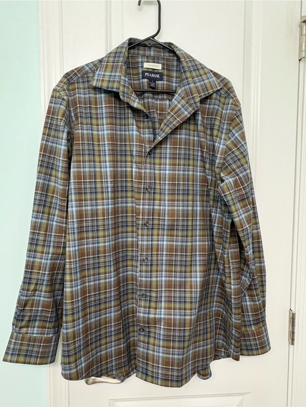 Jos. A. Bank Brown & Blue Plaid Button-Up Shirt